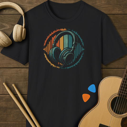 SOUNDOSE Vintage Headphones T-Shirt — Black t-shirt