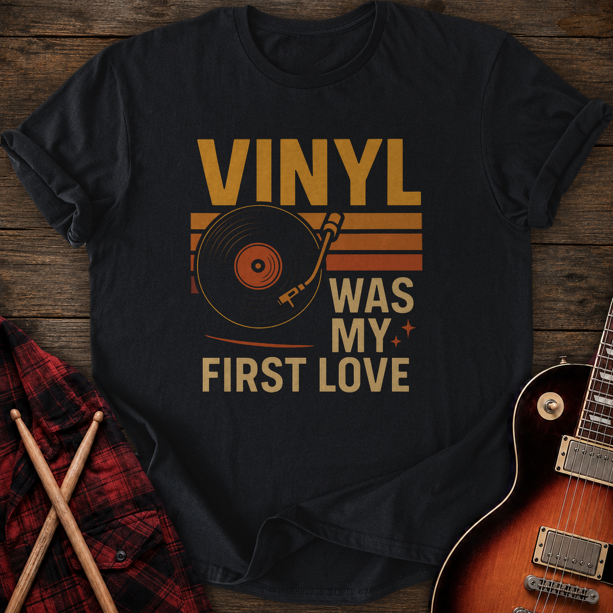 SOUNDOSE Vintage Love T-Shirt — Black t-shirt