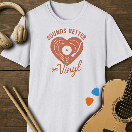 SOUNDOSE Vinyl Heart T-Shirt — White t-shirt