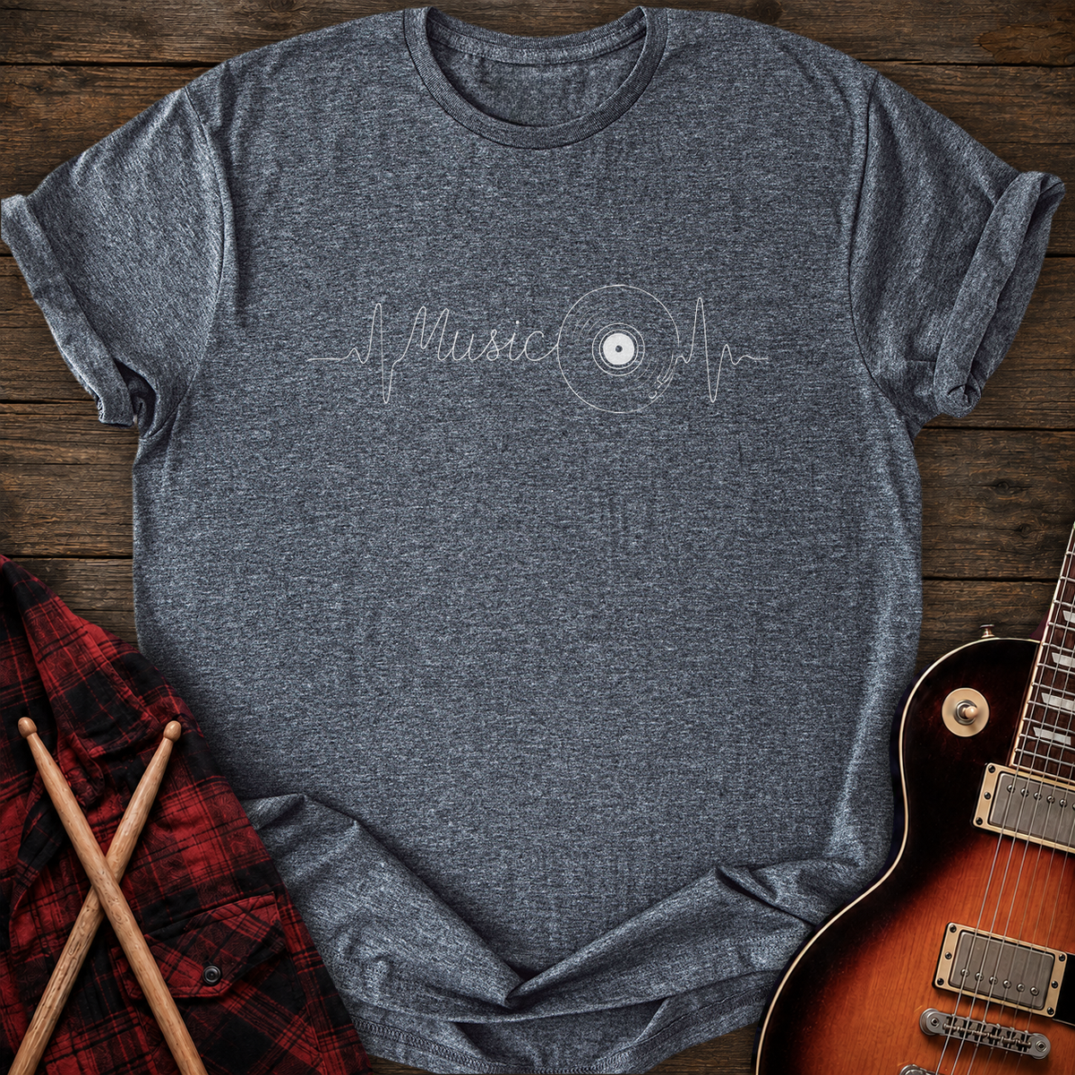 SOUNDOSE Vinyl Heartbeat T-Shirt — Dark Heather t-shirt