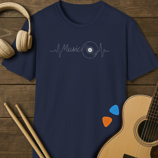 SOUNDOSE Vinyl Heartbeat T-Shirt — Navy t-shirt