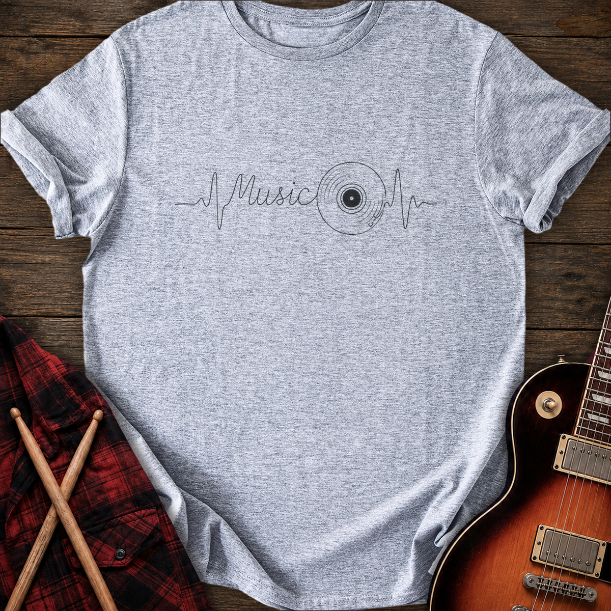 SOUNDOSE Vinyl Heartbeat T-Shirt — Sport Grey t-shirt