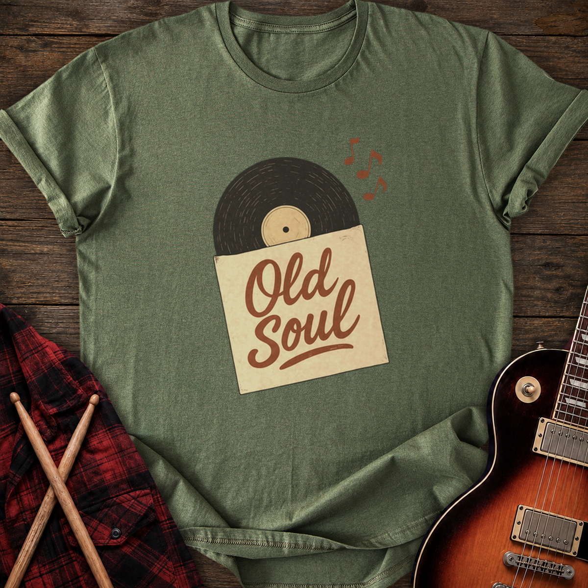 SOUNDOSE Vinyl Soul T-Shirt — Military Green t-shirt