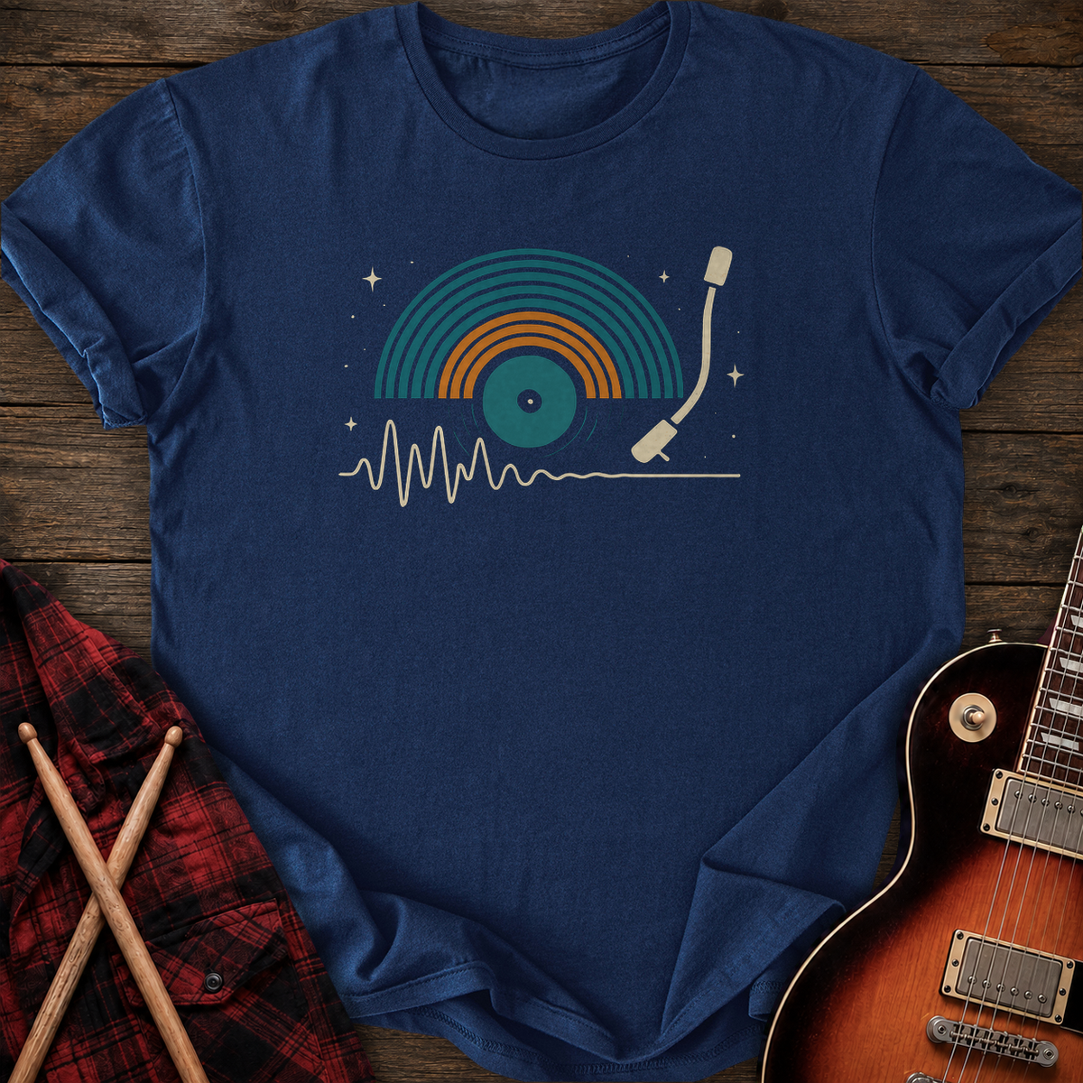 SOUNDOSE Vinyl Soundwave T-Shirt — Navy t-shirt