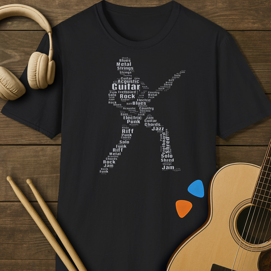 SOUNDOSE Word Cloud T-Shirt — Black t-shirt