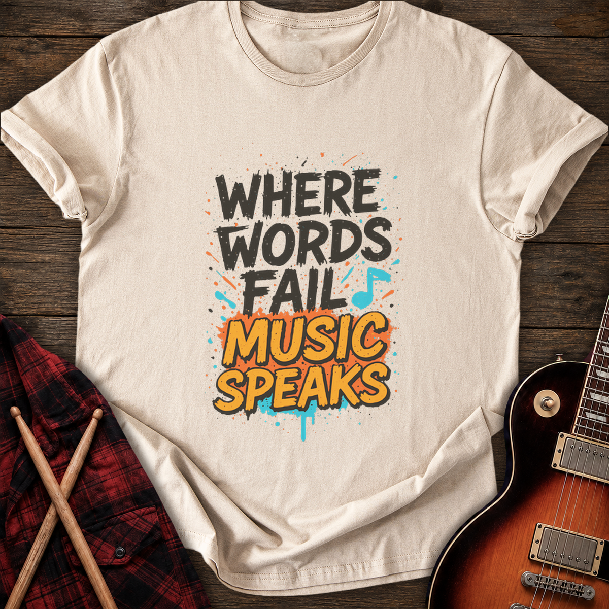 SOUNDOSE Words Fail T-Shirt — Sand t-shirt