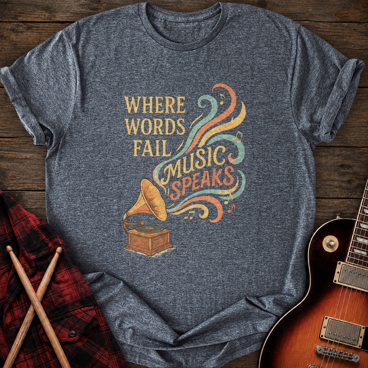 SOUNDOSE Words Music T-Shirt — Dark Heather t-shirt