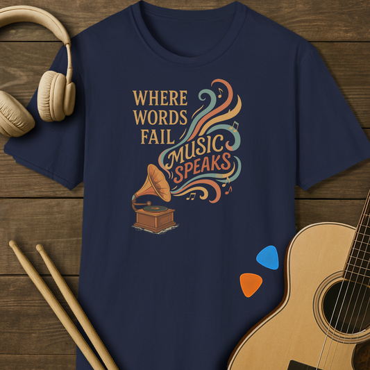 SOUNDOSE Words Music T-Shirt — Navy t-shirt