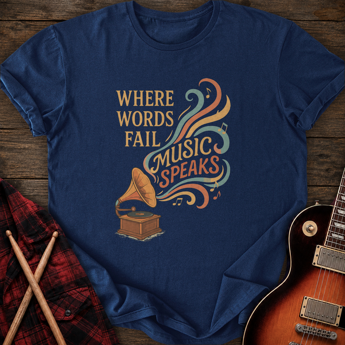 SOUNDOSE Words Music T-Shirt — Navy t-shirt
