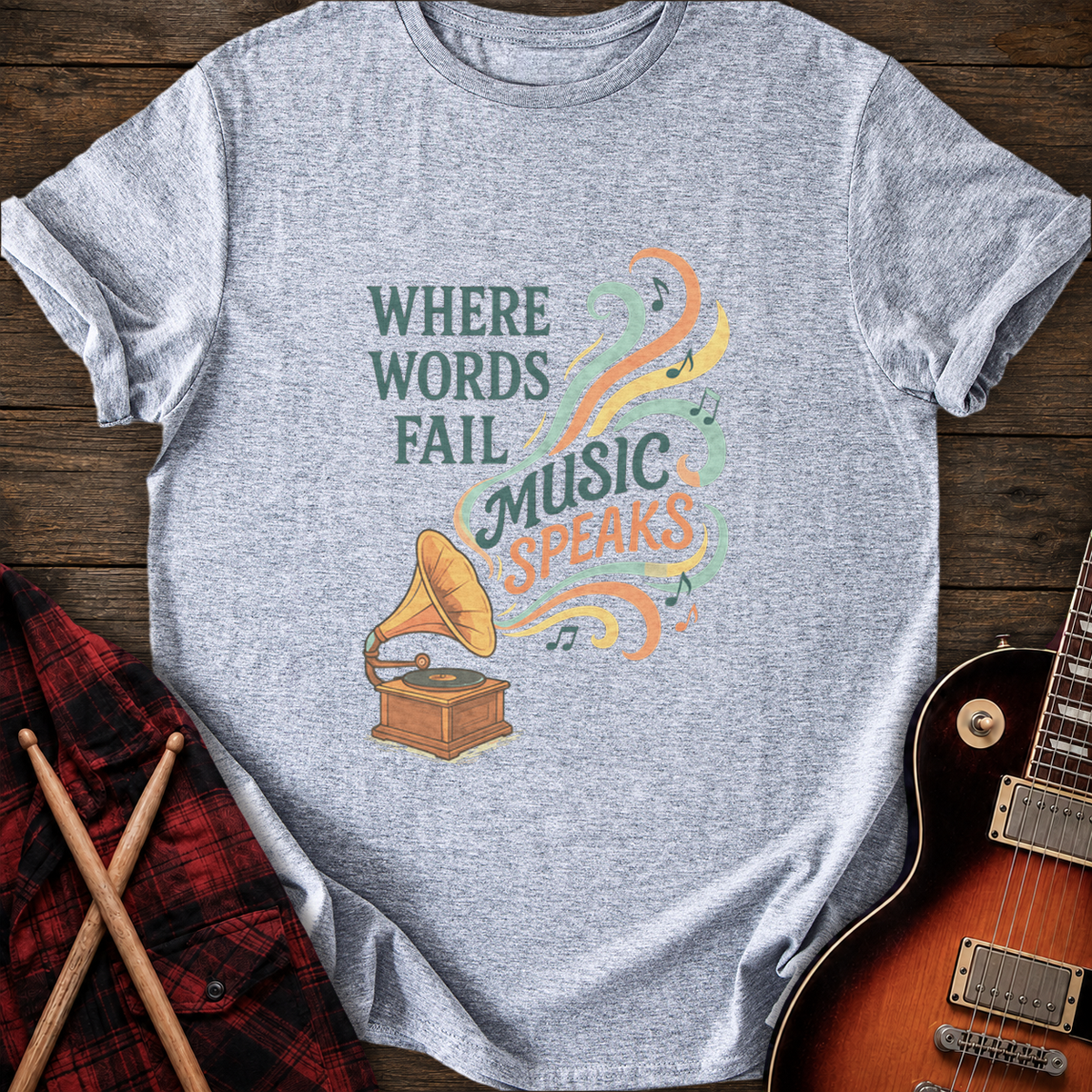 SOUNDOSE Words Music T-Shirt — Sport Grey t-shirt